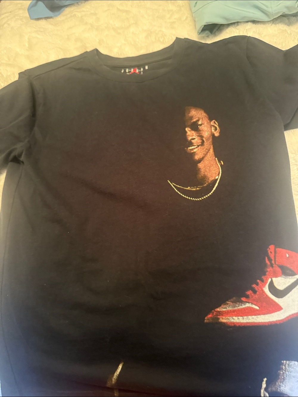 Jordan Black Tee with Red and Gold Graphic